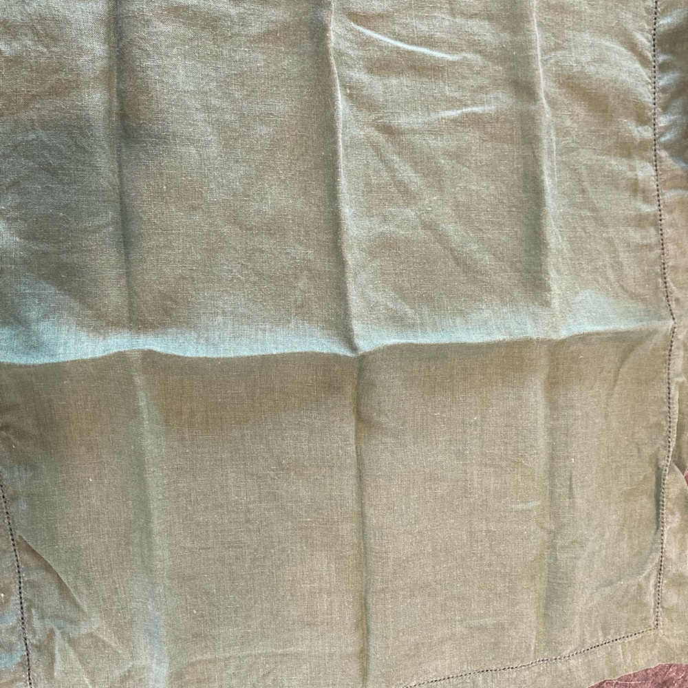 10 Pottery Barn Napkins Linen Hemstitch Placemats 20x20 Square Dark Green - Picture 6 of 7
